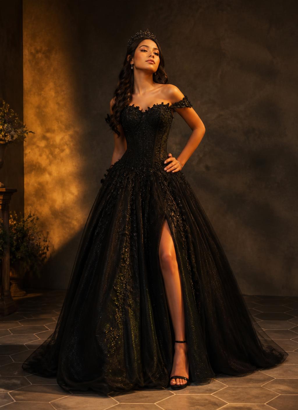 Camila posando con su vestido de XV años